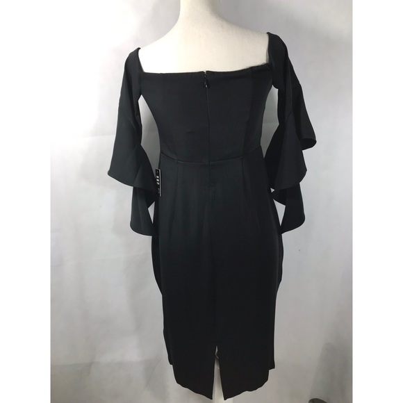 Express fitted drape sleeve black dress - Picture 4 of 8
